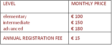 LANGUAGE COURSE'S MONTHLY PRICES - Learn & Speak